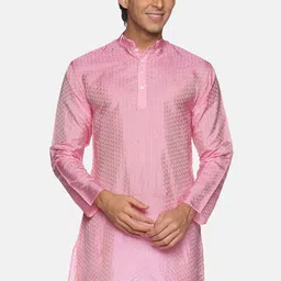 Sethukrishna Men Pink Woven Design Kurta-image-57
