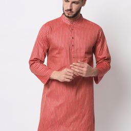 Vastraa Fusion Men Pink Printed Kurta-image-16