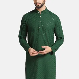 ahhaaaa Embroidered Sequinned Cotton Kurta-image-21