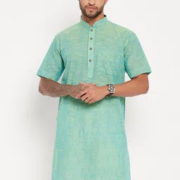 VASTRAMAY Mandarin Collar Straight Pure Cotton Kurta-26