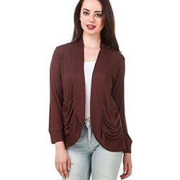fairiano Women/Girl’s Viscose Formal Brown Shrugs with Pocket & Full Sleeves (Assorted) (Small -XL) image 1