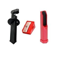 Snooker and Pool Cue Tip Care Kit, 3-Piece Set with Sharpener, Tip Setter and Filer, Black and Red image 1