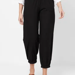 KAMI KUBI Women Black Solid Loose-Fit Harem Pants-image-98