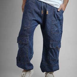 BOMBAY TROOPER Men Mid-Rise Cotton Denim Cargos Joggers-image-77