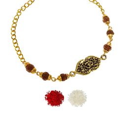 aadita Men Gold-Toned Bracelet Style OM Handmade Rakhi-image-13