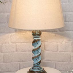 Homesake Beige Signature Rustic Rope Algae Table Lamp With Frustum Shade-13