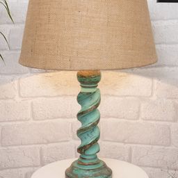 Homesake Beige & Blue Signature Rustic Rope Algae Frustum Table Lamp With Shade-0