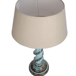 Homesake Beige Signature Rustic Rope Algae Table Lamp With Frustum Shade image 4