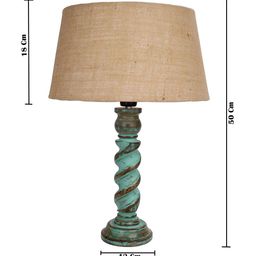 Homesake Beige & Blue Signature Rustic Rope Algae Frustum Table Lamp With Shade image 5