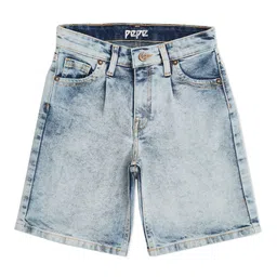 Pepe Jeans Girls Washed Loose Fit High-Rise Cotton Denim Shorts-picture-41