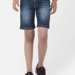 Crimsoune Club Boys Blue Washed Slim Fit Outdoor Denim Shorts-image-26