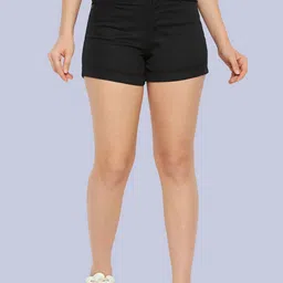 Hypernation Women Slim Fit Denim Shorts-image-60
