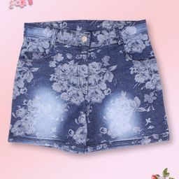 CUTECUMBER Girls Blue Floral Printed Denim Shorts-image-54