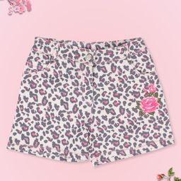 CUTECUMBER Girls Pink Animal Printed Denim Shorts-image-107
