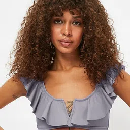 Trendyol Women Violet Solid Swim Top-image-53