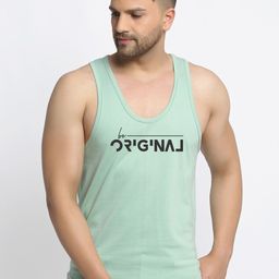 Friskers Men Green & Black Printed Cotton Apple Cut Gym Vest-image-72
