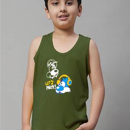 Friskers Boys Printed Scoop Neck Pure Cotton Gym Vest-picture-0