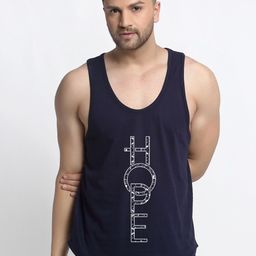 Friskers Men Navy Blue Printed Pure Cotton Innerwear Vest-image-127