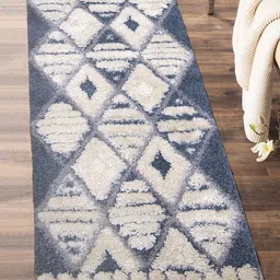 OBSESSIONS Blue Geometric Anti-Skid Floor Runners-22
