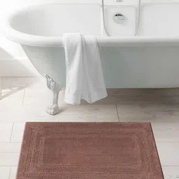 OBSESSIONS Brown Solid Casanova Pure Cotton Anti-Skid Bath Rug-image-67