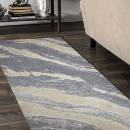 OBSESSIONS Grey Abstract Anti-skid Floor Runner-16