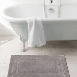 OBSESSIONS Grey Solid Casanova Pure Cotton Reversible Bath Rug-image-8