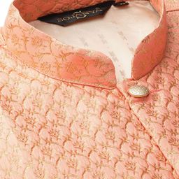 SOJANYA Men Blue & Peach-Coloured Solid Kurta with Churidar & Nehru Jacket image 2