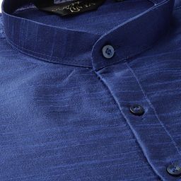 SOJANYA Men Blue & Peach-Coloured Solid Kurta with Churidar & Nehru Jacket image 3