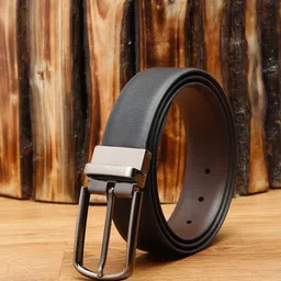 LOUIS STITCH Men Black & Brown Solid Leather Reversible Formal Belt-image-93