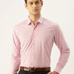 SOJANYA Men Pink & Navy Blue Regular Fit Striped Formal Shirt-image-14