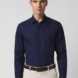 Peter England Slim Fit Micro Ditsy Printed Pure Cotton Formal Shirt-picture-11