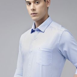 Arrow Men Blue Manhattan Slim Fit Textured Pure Cotton Formal Shirt-picture-35