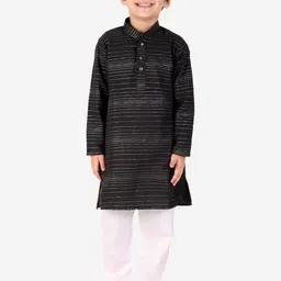 Pro-Ethic STYLE DEVELOPER Boys Striped Zari Straight Kurta with Pyjamas-0