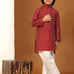 Pro-Ethic STYLE DEVELOPER Boys Geometric Woven Design Straight Kurta With Churidar-15