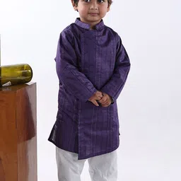 Maaikid Boys Ethnic Motifs Woven Design Cotton Silk Angrakha Kurta with Pyjamas-image-67