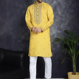 Jompers Floral Embroidered Regular Sequinned Kurta With Pyjamas-picture-16