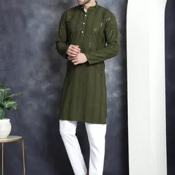 Jompers Geometric Embroidered Regular Sequinned Straight Kurta With Pyjamas-picture-3