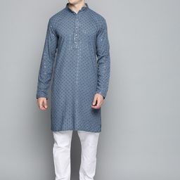 Jompers Floral Embroidered Sequinned Pure Cotton Kurta with Churidar-image-83
