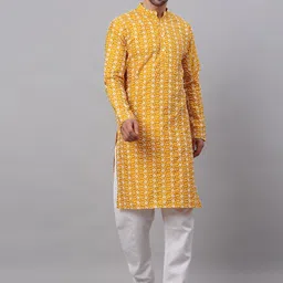Jompers Men Floral Embroidered Thread Work Kurta with Churidar-image-29