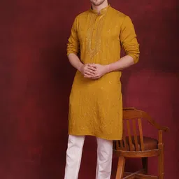 Jompers Ethnic Motifs Embroidered Regular Sequinned Straight Kurta with Pyjamas-picture-7