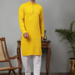 Jompers Floral Embroidered Chikankari Pure Cotton Kurta with Churidar-image-98