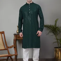 Jompers Floral Embroidered Chikankari Pure Cotton Kurta with Churidar-image-95