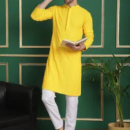 Anouk Embroidered Regular Thread Work Kurta With Pyjamas-55