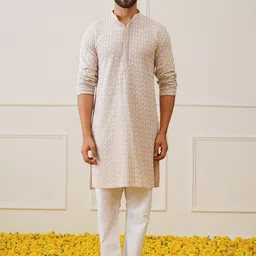 Jompers Geometric Embroidered Thread Work Pure Cotton Kurta With Pyjamas-picture-40
