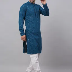 Jompers Men Ethnic Motifs Embroidered Pure Cotton Kurta with Churidar-48