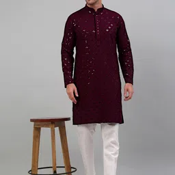 Jompers Sequined Embroidered Kurta with Pyjamas-54