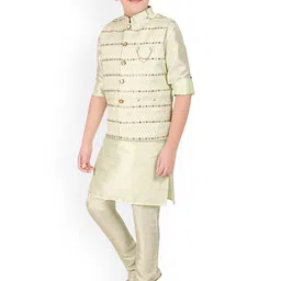 CAVIO Boys Kurta with Pyjamas & Nehru Jacket image 2
