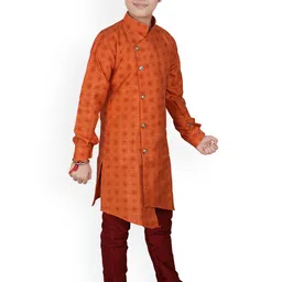 Pro-Ethic STYLE DEVELOPER Boys Printed Mandarin Collar Kurta with Pyjamas image 3