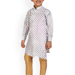 Pro-Ethic STYLE DEVELOPER Boys Asymmetric Ethnic Motifs Printed Kurta with Pyjamas image 3