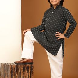 Pro-Ethic STYLE DEVELOPER Boys Checked Regular Pure Cotton Kurta With Pyjamas image 3